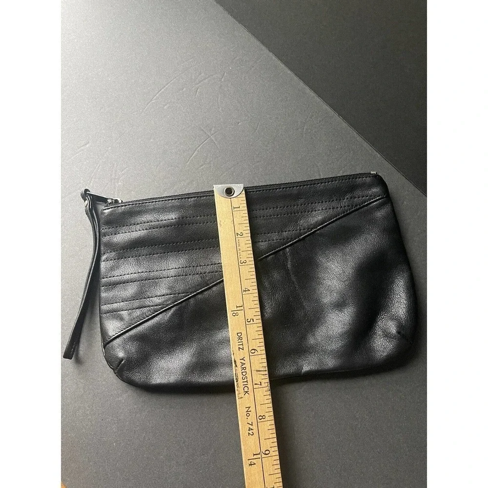 Vintage Leather Black Womens Handbag Retro Clutch Wristlet